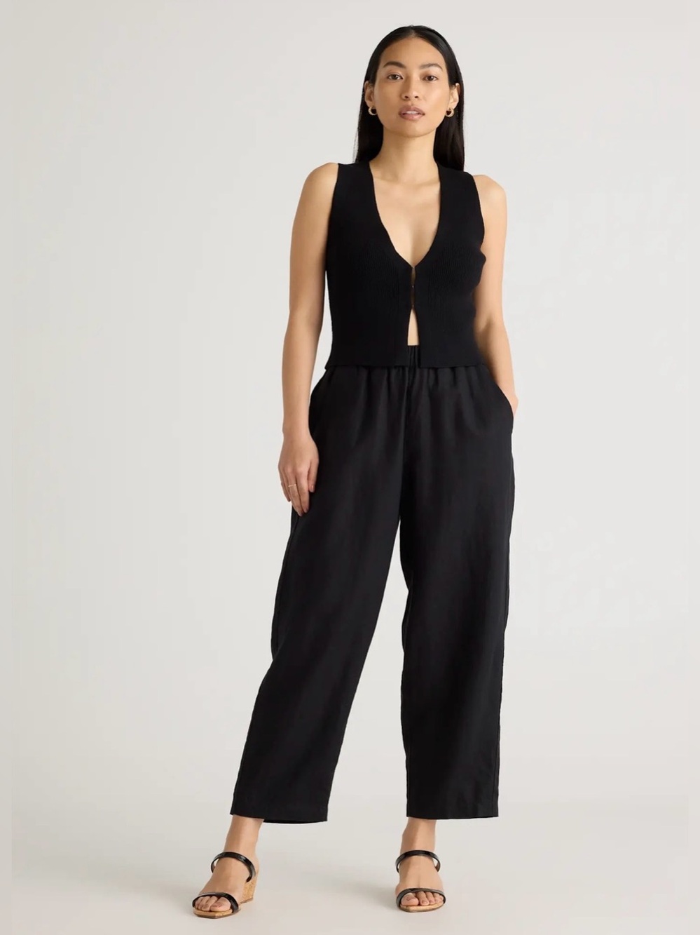 Black 100% linen Quince Pant XL
